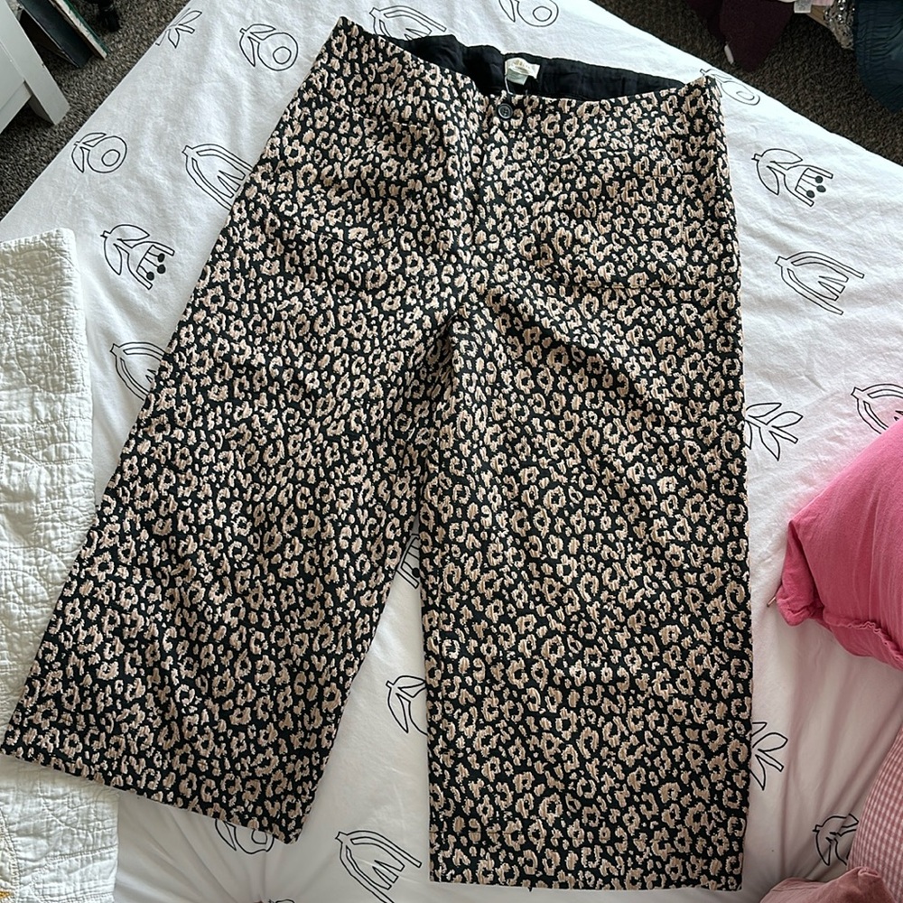 NWT Anthropologie leopard print brocade fabric trousers